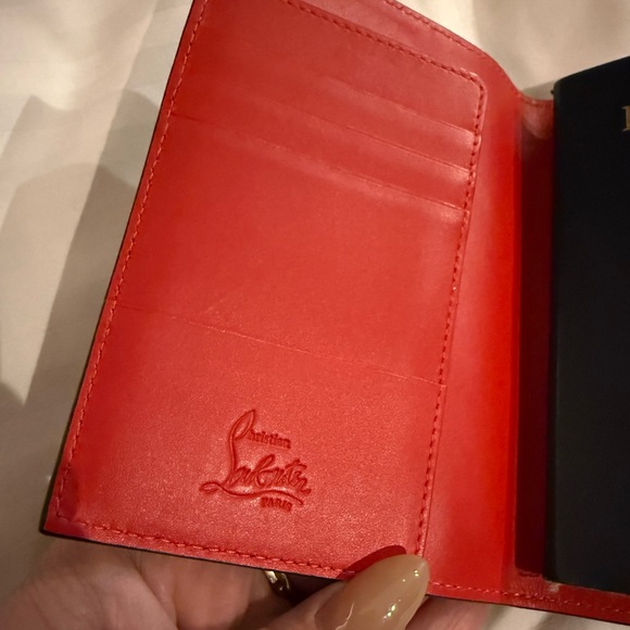 Christian Louboutin Black & Red Leather Passport Cover - Picture 4 of 5
